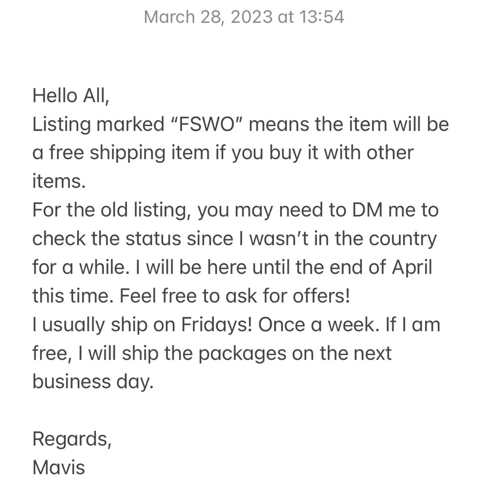 Message from Mavis